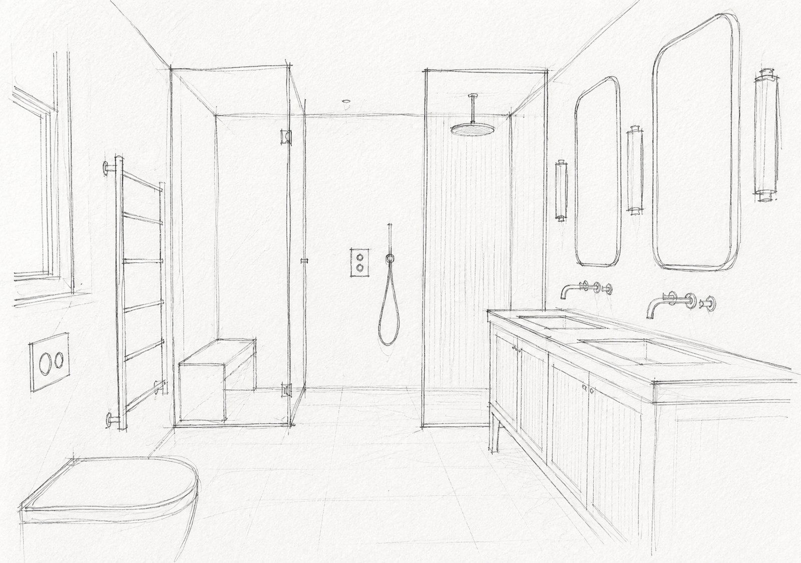 Croquis d'étude d'une salle de bain