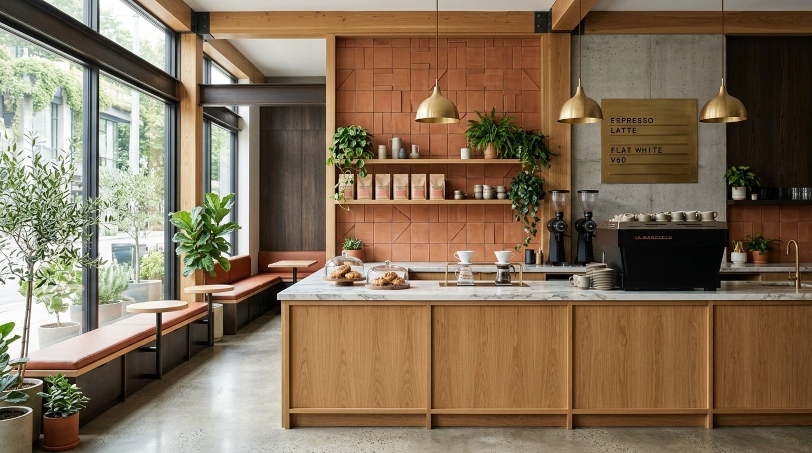 Café et espace de vente conçus sur mesure